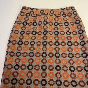Forever 21 Orange and Brown Patterned Pencil Skirt